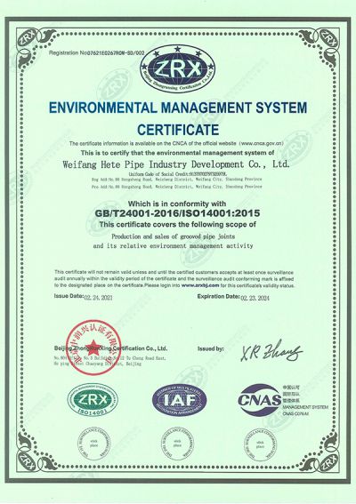 Certificado del sistema de gestión ambiental